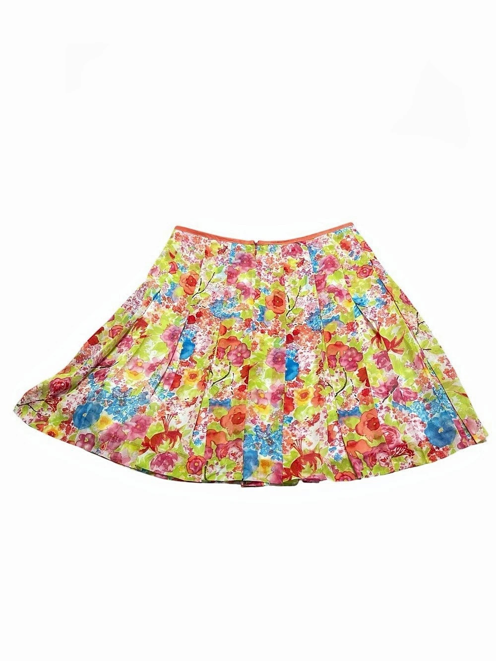 Vintage Nine & Company Petite Colorful Floral Pleated A-Line Skirt Size 12P Y2K